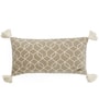 Beige & Natural 100% Combed Cotton Trellis 12X20 Inches Knitted Cushion Cover