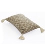 Beige & Natural 100% Combed Cotton Trellis 12X20 Inches Knitted Cushion Cover