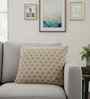 Beige & Natural 100% Cotton Geometric 16X16 Inches Knitted Cushion Cover