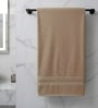 Beige & Navy Blue Soft Cotton 500 GSM Solid Bath Towel Pack Of 2