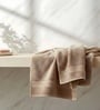 Beige & Navy Blue Soft Cotton 500 GSM Solid Bath Towel Pack Of 2