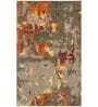 Beige & Orange Abstract Wool And Viscose 5 ft x 7 ft Hand tufted Carpet 
