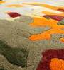 Beige & Orange Abstract Wool And Viscose 6 ft x 9 ft Hand tufted Carpet 