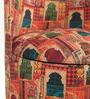 Beige & Red Printed Wooden & Velvet Chair and Stool
