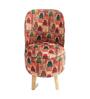 Beige & Red Printed Wooden & Velvet Chair and Stool