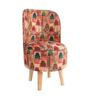 Beige & Red Printed Wooden & Velvet Chair and Stool