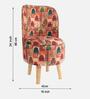 Beige & Red Printed Wooden & Velvet Chair and Stool