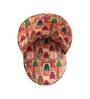 Beige & Red Printed Wooden & Velvet Chair and Stool