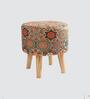 Beige & Red Texture Printed Chair & Stool