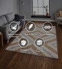 Beige & Silver Abstract Polyester 3 x 5 Feet Machine Made Carpet