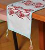 Beige & Teal Floral Cotton (12 x 84 ) Table Runner