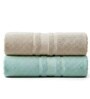 Beige & Water Green Soft Cotton 500 GSM Solid Bath Towel Pack Of 2