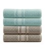 Beige & Water Green Soft Cotton 500 GSM Solid Bath Towel Pack Of 4