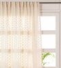 Beige & White Cutwork 7Ft Semi Sheer Handwoven Cotton Curtain
