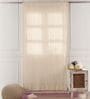 Beige & White Cutwork 7Ft Semi Sheer Handwoven Cotton Curtain