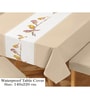 Beige & White Solids 7 Pcs PVC & Spandex Table Cover With 6 Chair Cover