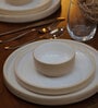 (Set Of 6) Beige & White Stoneware Quarter Plates