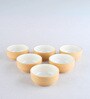 (Set Of 6) Beige & White Stoneware Small Bowl