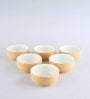 (Set Of 6) Beige & White Stoneware Small Bowl