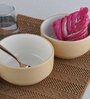 (Set Of 2) Beige & White Stoneware Snack Bowl