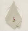 Beige (16 x16 ) Floral Hand Embroidered Cotton (Set of 6) Napkin Sets