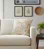 Beige Cotton Linen Florista- Embroidery 18X18 Inches Knitted Cushion Cover