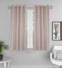 Beige Solid Cotton Blend 5 Ft Light Filtering Eyelet Window Curtain
