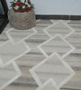 Beige Geometric Wool And Cotton 8 X 5 Feet Hand Tufted Carpet