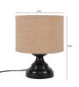 Beige  Jute  Shade Country Table Lamp With Black  Base