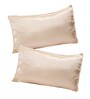Beige Solid 210TC Satin 17 x 27 Inches Pillow Covers (Set of 2)