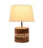 Shady Beige Fabric Shade Table Lamp With Mango wood Base