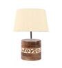 Shady Beige Fabric Shade Table Lamp With Mango wood Base