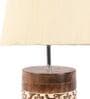 Shady Beige Fabric Shade Table Lamp With Mango wood Base