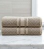 Beige Soft Cotton 500 GSM Solid Bath Towel Pack Of 2