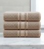 Beige Soft Cotton 500 GSM Solid Bath Towel Pack Of 3