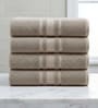 Beige Soft Cotton 500 GSM Solid Bath Towel Pack Of 4