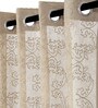 Beige Polyester Traditional 9ft Sheer Eyelet 1 Pc Door Curtain