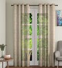 Beige Polyester Traditional 9ft Sheer Eyelet 1 Pc Door Curtain