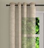 Beige Polyester Traditional 9ft Sheer Eyelet 1 Pc Door Curtain