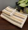 Beige Patterned 450 GSM Cotton Towel Sets (Set of 3)