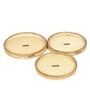 Beige  Bamboo Round Hamper Serving Tray