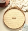 Beige  Bamboo Round Hamper Serving Tray