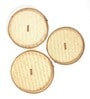 Beige  Bamboo Round Hamper Serving Tray