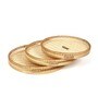 Beige  Bamboo Round Hamper Serving Tray