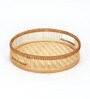Beige  Bamboo Round Hamper Serving Tray