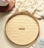 Beige  Bamboo Round Hamper Serving Tray