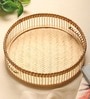 Beige  Bamboo Round Hamper Serving Tray