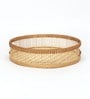 Beige  Bamboo Round Hamper Serving Tray
