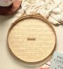Beige  Bamboo Round Hamper Serving Tray
