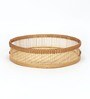 Beige  Bamboo Round Hamper Serving Tray
